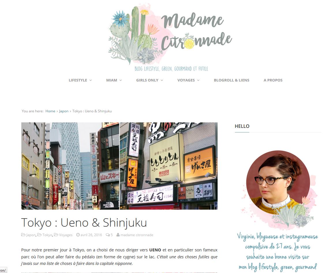 madame citronnade, blog japon, city guide japon