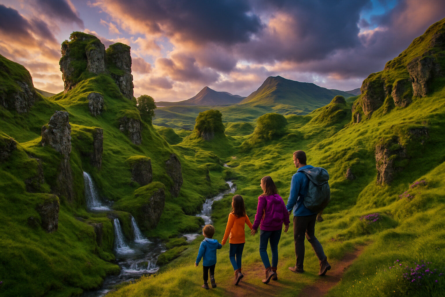 découvrez l'île de skye, joyau écossais aux paysages enchanteurs. explorez les fairy glens, un mystique terrain de jeu naturel, et le charmant village de portree, avec ses maisons colorées et son ambiance accueillante. une escapade inoubliable au cœur de la nature.